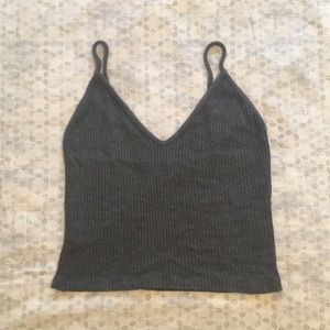 Brandy Melville Dark Gray V-neck Cropped Tank